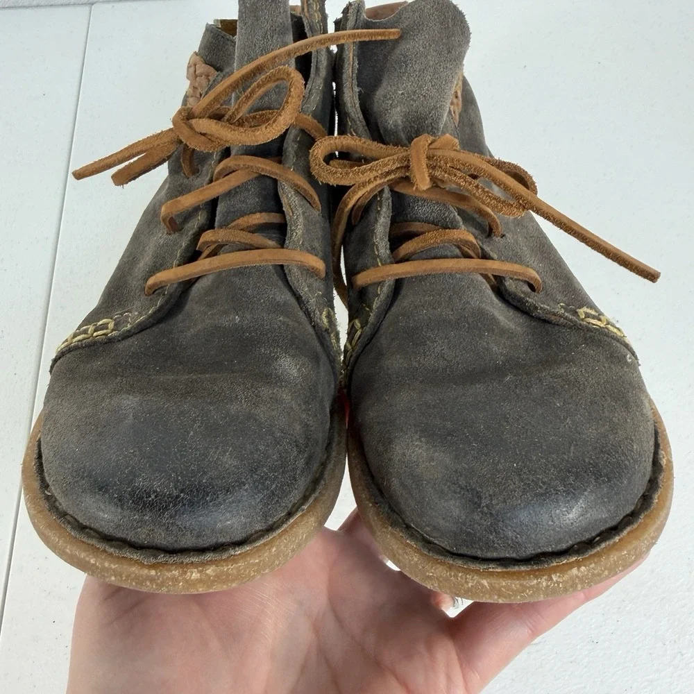 Born 7.5 Ankle Bootie Temple Final Suede‎ Rugged Leather Lace Up Boots Women's